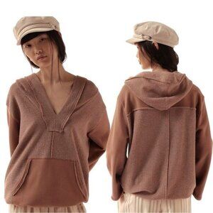 NWT FREE PEOPLE ~ RAVEN PULLOVER / HOODIE SWEATSHIRT ~ XS ~ BROWN ~ $78